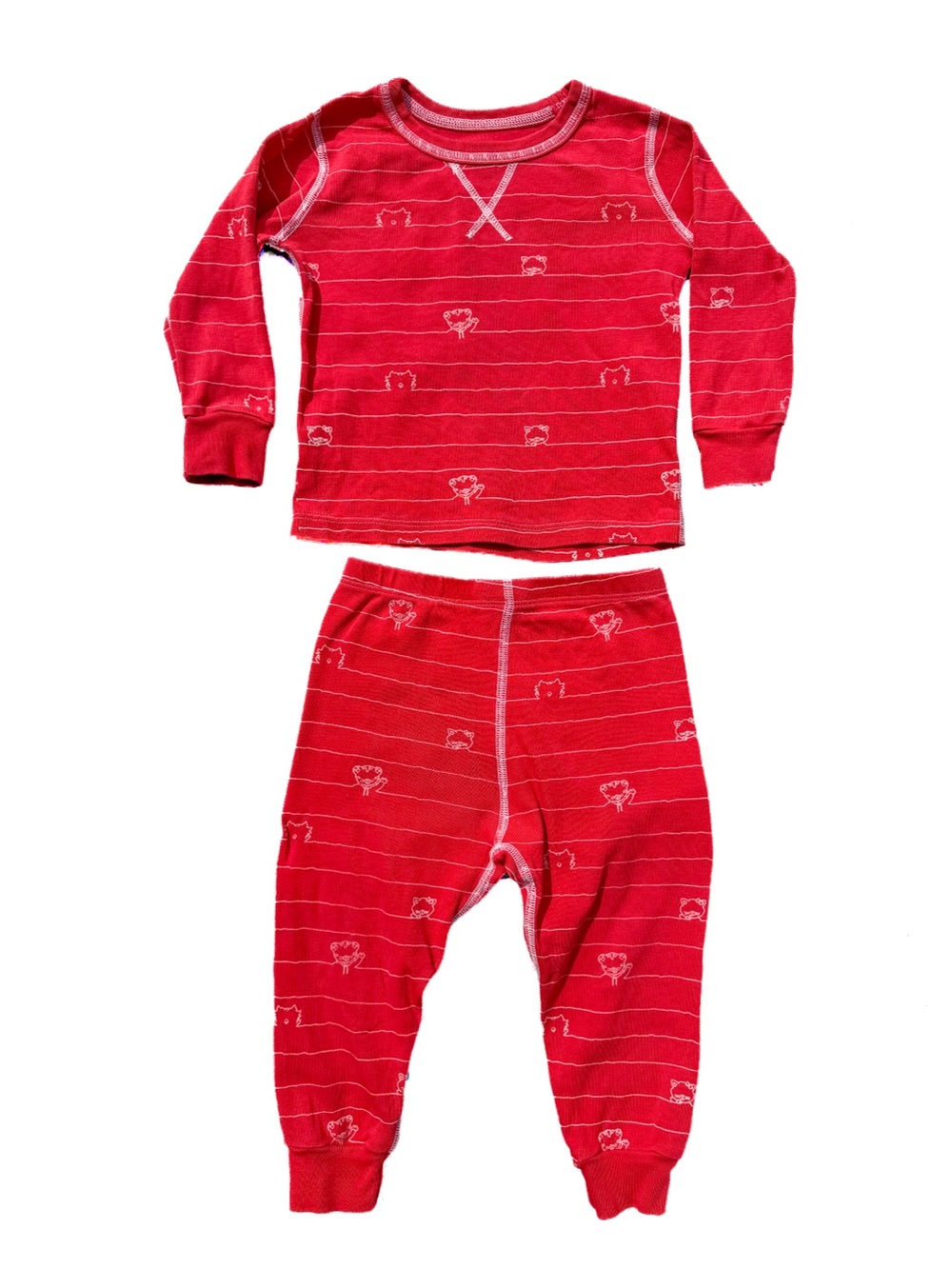 Pact Organic DISCOUNTED Cotton Kids Red Pajama Set 2pc Snug Fit Boy Girl GN 2t